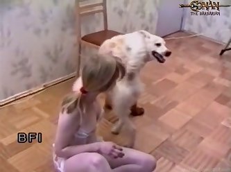 Anim Russian Pigtailed Hairy Little Blond Teen Doesn't Get Penetrated But At Least Sucks That Red Dog Cock In Dog And Teeny