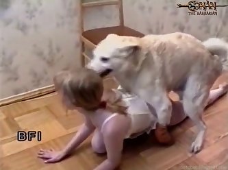Anim Russian Pigtailed Hairy Little Blond Teen Doesn't Get Penetrated But At Least Sucks That Red Dog Cock In Dog And Teeny