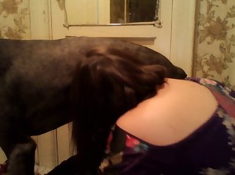 One Foot Resting On Dog's Stomach While Her Fertile Pussy Leaked Some Of His Doggy Semen Out
