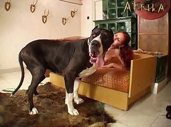 Éva With Dog In Great Dane